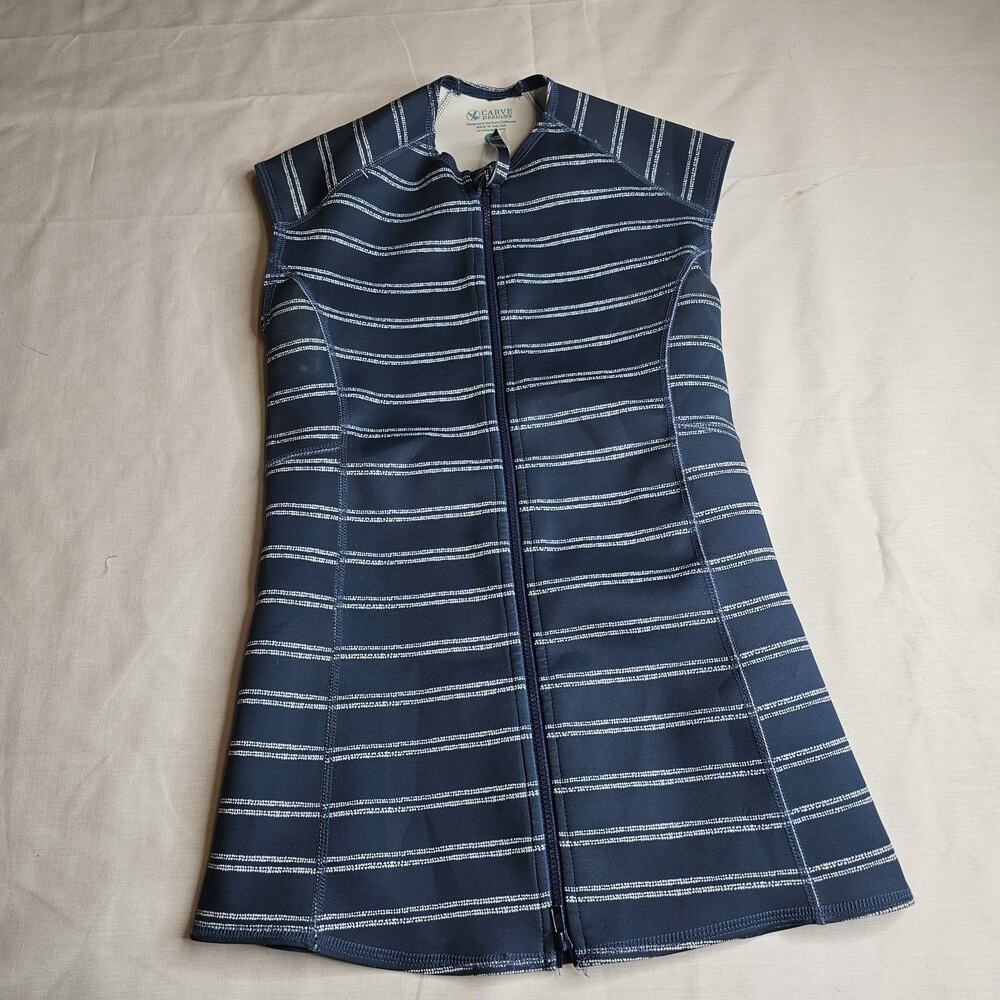 Carve Designs Stella Zip Up Vest Navy White Stripe XS-UV/Wind Resistant Coastal